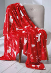 Walton & Co Reindeer Fleece Throw, Red