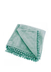 Walton Lifestyle Cashmere Touch Pom Pom Trim Throw, Blue