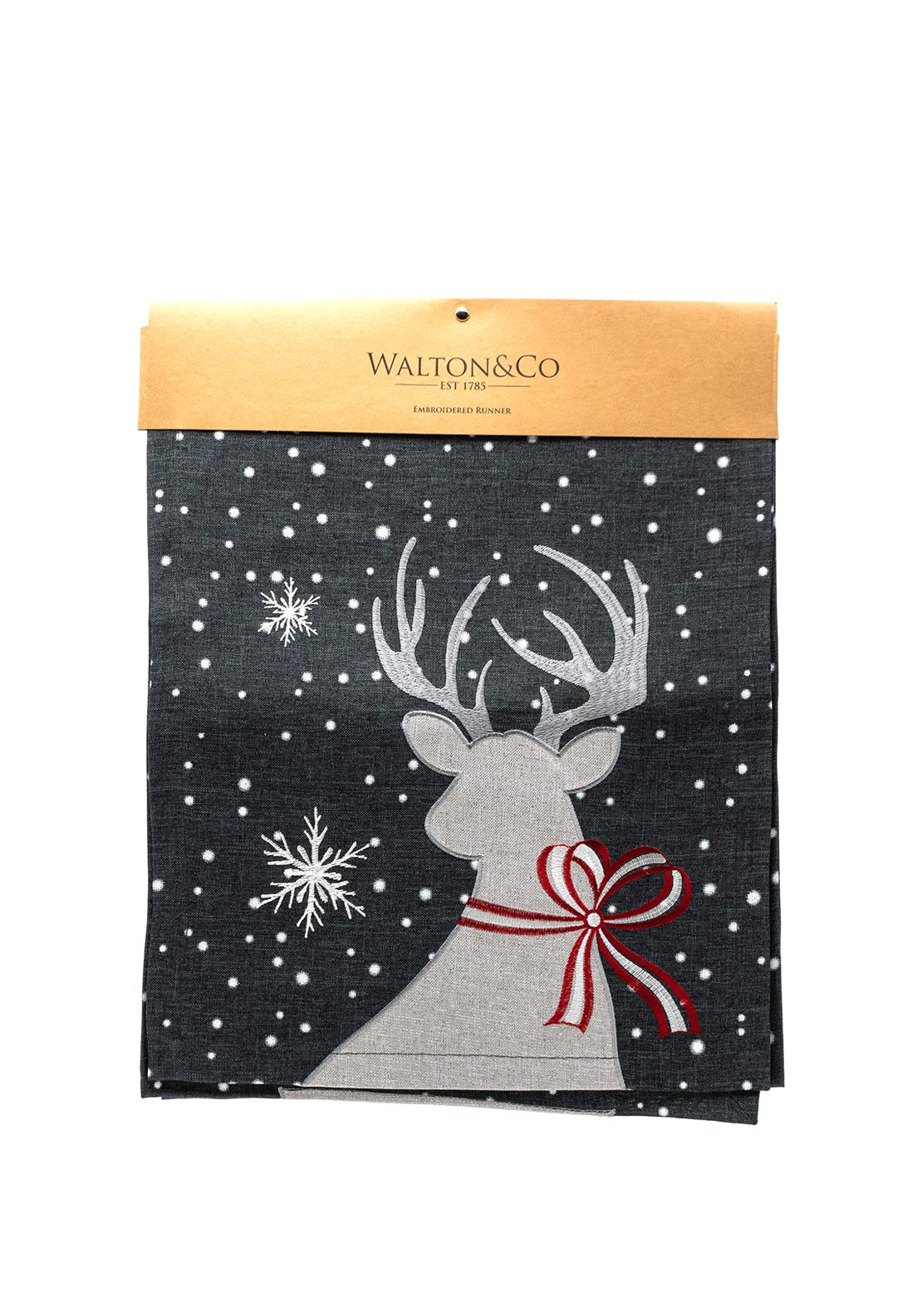 Walton & Co Reindeer Table Runner, Grey