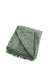 Walton & Co Fleece Throw with Pom-Pom Edge, Green