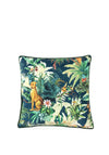 Walton Jungle Print Velour Cushion, Green