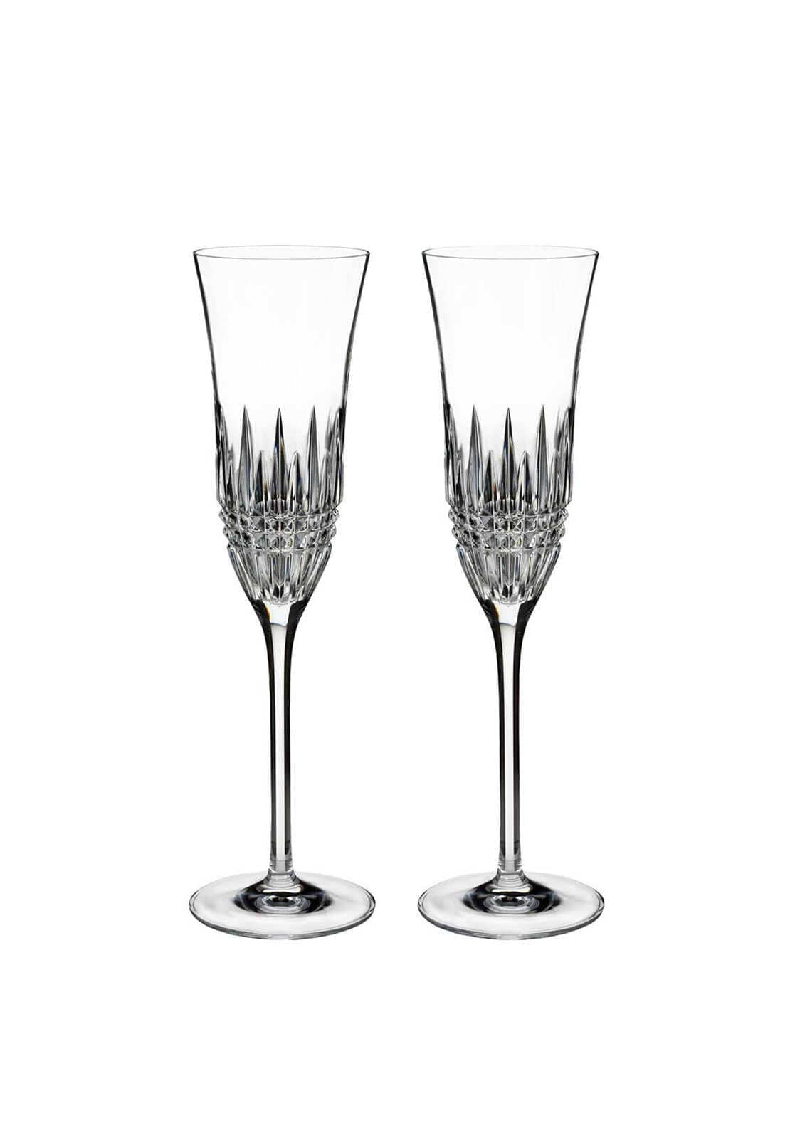 Waterford Crystal Lismore Diamond Flutes Set of 2 Glasses