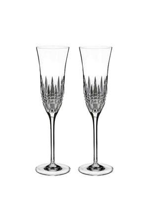 Waterford Crystal Lismore Diamond Flutes Set of 2 Glasses