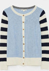 White Stuff Lola Crew Neck Stripe Cardigan Blue