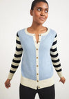 White Stuff Lola Crew Neck Stripe Cardigan Blue