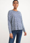 White Stuff Dulcy Graphic Floral Cotton Top, Dark Blue