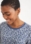 White Stuff Dulcy Graphic Floral Cotton Top, Dark Blue
