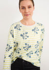 White Stuff Dulcy Floral & Stripe Cotton Top, Yellow
