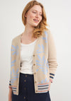White Stuff Leaf Intarsia Knit Cardigan, Beige