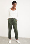 White Stuff Olivia Twill Jersey Jogger Trousers, Green