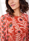 White Stuff Poppy Floral & Cat Print Top, Salmon Pink