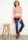 White Stuff Skinny Rib Stripe Jumper, Pink Multi