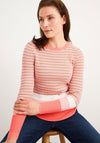 White Stuff Skinny Rib Stripe Jumper, Pink Multi