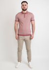 White Label Fine Stripe Ribbed Polo Shirt, Pink
