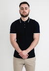 White Label Contrast Trim Waffle Knit Polo Shirt, Navy