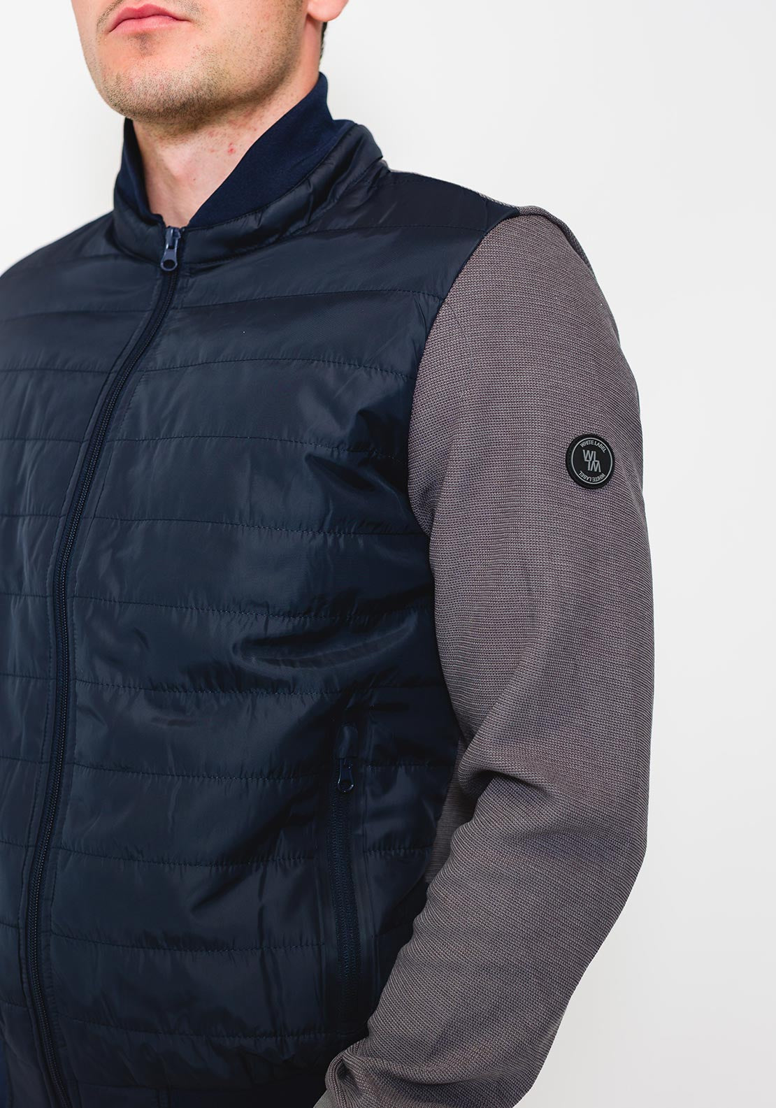 White Label Zip Up Casual Jacket, Navy & Grey