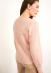 White Stuff Chevron Volume Sleeve Jumper Pink