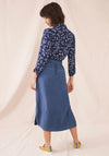 White Stuff Effie Linen Midi Skirt, Blue
