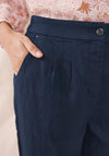 White Stuff Maddie Slim Linen Trousers, Navy