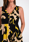 White Stuff Gigi Print Linen Blend Maxi Dress, Black & Yellow