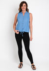 White Stuff Flowing Grasses Sleeveless Shirt, Mid Blue