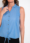 White Stuff Flowing Grasses Sleeveless Shirt, Mid Blue