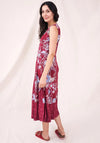 White Stuff Bridget Jersey Midi Dress, Red Multi