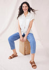White Stuff Ella Embroidered Dot Shirt, Ivory