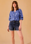 White Stuff Ida Embroidered Flower Top, Blue Multi