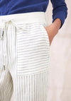 White Stuff Effie Striped Linen Trousers, Ivory & Navy