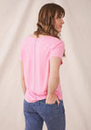 White Stuff Wide Neck Linen Blend T-Shirt, Pink