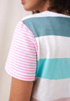 White Stuff Neo Mix Stripe T-Shirt, Pink Multi