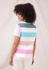 White Stuff Neo Mix Stripe T-Shirt, Pink Multi