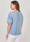 White Stuff Kerry Lace Puff Sleeve Top, Blue