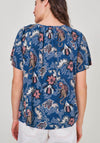 White Stuff Clarence Leaf Print Top, Blue Multi
