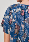 White Stuff Clarence Leaf Print Top, Blue Multi