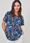 White Stuff Clarence Leaf Print Top, Blue Multi