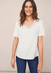 White Stuff Lily Lace Neckline T-Shirt, White