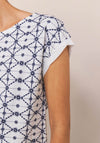 White Stuff Geo Embroidered T-Shirt, Blue Multi