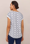 White Stuff Geo Embroidered T-Shirt, Blue Multi