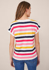 White Stuff Nelly Notch Striped T-Shirt, Pink Multi