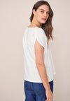 White Stuff Leaf Print Neckline T-Shirt, Blue Multi