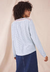 White Stuff Lorena Stripe & Embroidery T-Shirt, White Multi