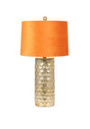 WJ Sampson Gold Honeycomb Table Lamp with Papaya Shade