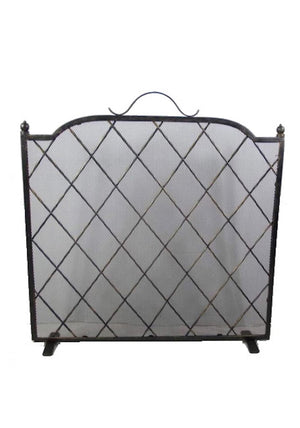 WJ Sampson Single Panel Fire Screen, Black