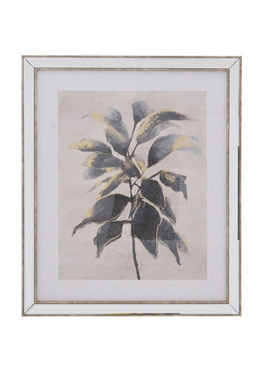 Fern Cottage Gold Leaf Print Mirrored Framed Art, 56 x 66cm