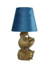 WJ Sampson Antique Gold Hedgehog Lamp with Navy Shade