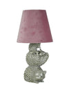 WJ Sampson Silver Hedgehog Lamp with Blush Shade