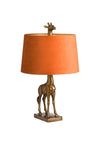WJ Sampson Antique Gold Giraffe Lamp with Orange Shade