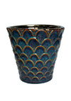 WJ Sampson Large Blue Pattern Planter